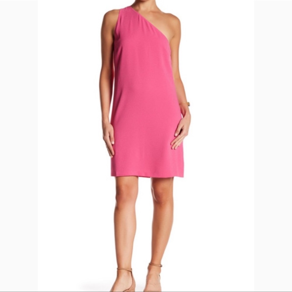 Charles Henry Pink One Shoulder Mini Dress